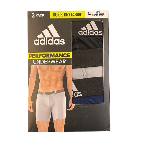 adidas Other - Adidas Men’s XL Long Boxer Brief Performance Underwear Smooth Non-Chafing 3-Pack